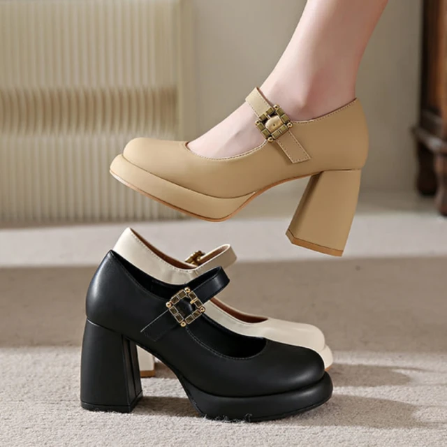 【白鳥麗子】瑪莉珍鞋 MIT甜美皮革一字帶方釦厚底包鞋 歷史價格詳細信息