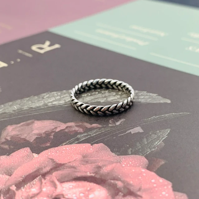 純銀 925 銀 編織 麻花 交錯 簡約 鍍黃k金 鍍白k金 戒指 戒圍 戒子 女生 女款 eyf67-鴻運飾品 歷史價格詳細信息