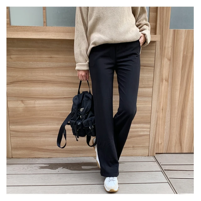 【SISTERS】百搭顯瘦的拼接織帶鬆緊腰直筒寬褲 長褲/M-L(女下著/長褲/顯瘦/女裝/寬褲/加大/丹寧) 歷史價格詳細信息