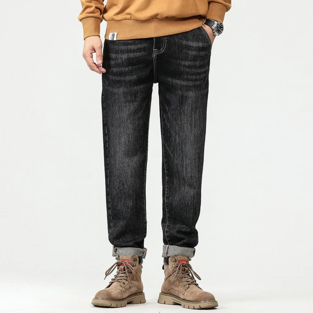 現貨 大彈力【OBIYUAN】韓版 牛仔褲 合身 單寧褲 抓痕 刷色  長褲 【P2120】 歷史價格詳細信息