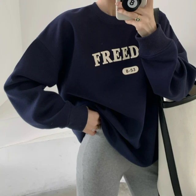 大學T 美式字母麂皮貼布繡設計 圓領長袖衛衣 寬鬆落肩長T【TJK3778】現貨＋預購 歷史價格詳細信息