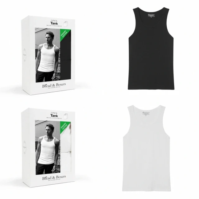 Bread&Boxers 兩件組 Tank 有機棉男用背心(黑/白) 無袖 背心 內衣 多件組 禮盒 素面 有機棉 送禮 歷史價格詳細信息