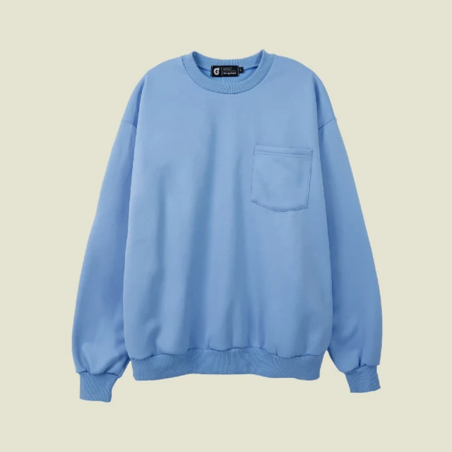 【GFoneone】寬版口袋大學T-中藍(大學T 圓領T 長袖大學T 衛衣) 歷史價格詳細信息