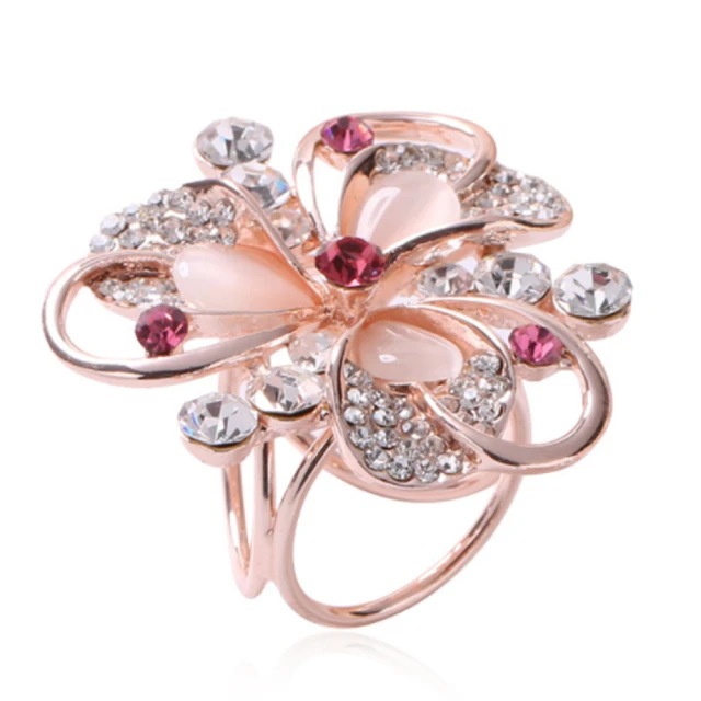 【Jpqueen】純潔花卉珍珠鋯石三環2用夾圍巾絲巾扣(2款可選) 歷史價格詳細信息