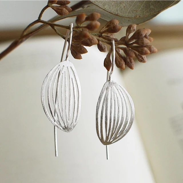 S925 耳環 耳飾 葉子耳環 不規則設計 耳針 銀飾耳環 歷史價格詳細信息