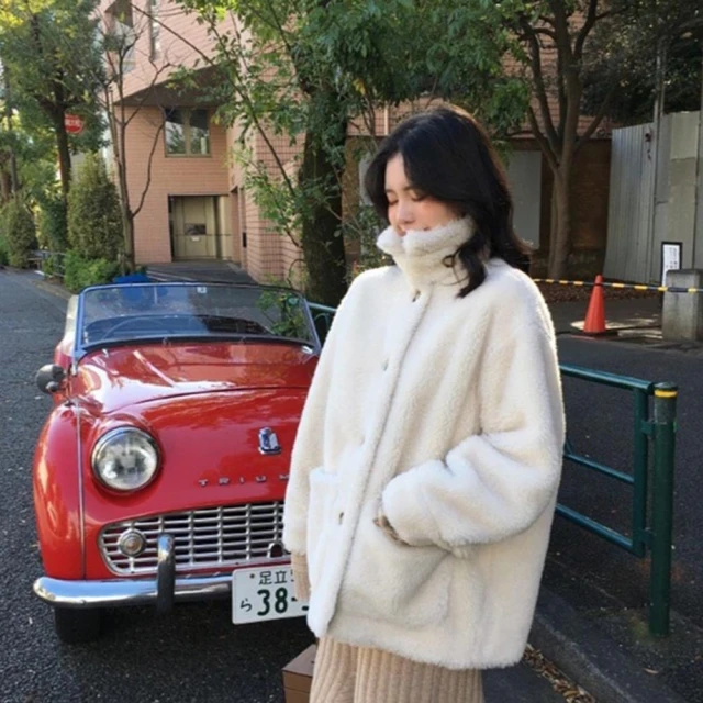 【巴黎精品】羊羔毛外套皮草大衣(可拆卸圍巾領女外套2色a1iu51) 歷史價格詳細信息