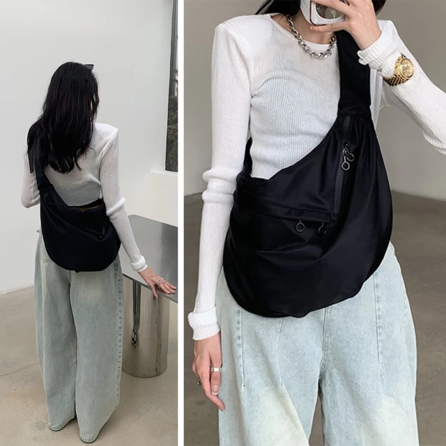 斜背包 尼龍包 水餃包 斜跨包 尼龍布斜挎包女韓版防水時尚餃子包輕便帆布小包腋下包百搭單肩包 娃娃機-西可小鋪❤️ 歷史價格詳細信息