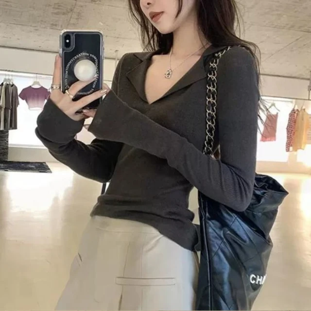 新款修身顯瘦打底衫早秋學生上衣流行女裝女性上衣衣服休閒服．F 歷史價格詳細信息