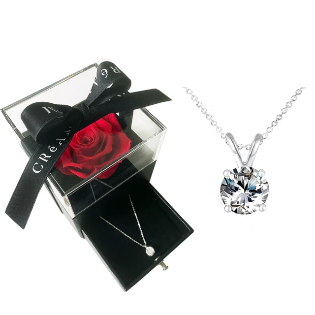 【CReAM】Regina小香風永生花純銀施華洛世奇水晶鋯石女項鍊玫瑰花禮盒(生日 禮物 送禮 禮盒) 歷史價格詳細信息