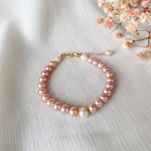 【浪漫珍愛繫情】日本進口淡紫色天然珍珠&玫瑰金手鍊【附保證書.禮盒.免運費】C015 歷史價格詳細信息