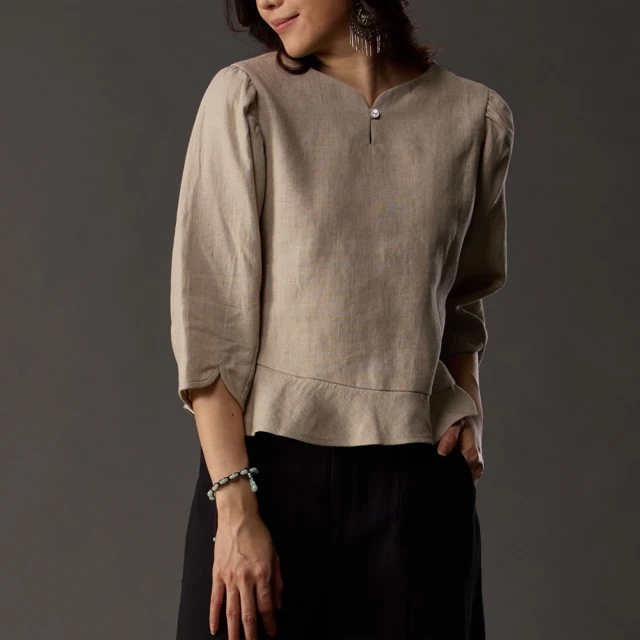 古典美 亞麻荷葉領上衣【67022】/茶禪服/棉麻/中國風 歷史價格詳細信息