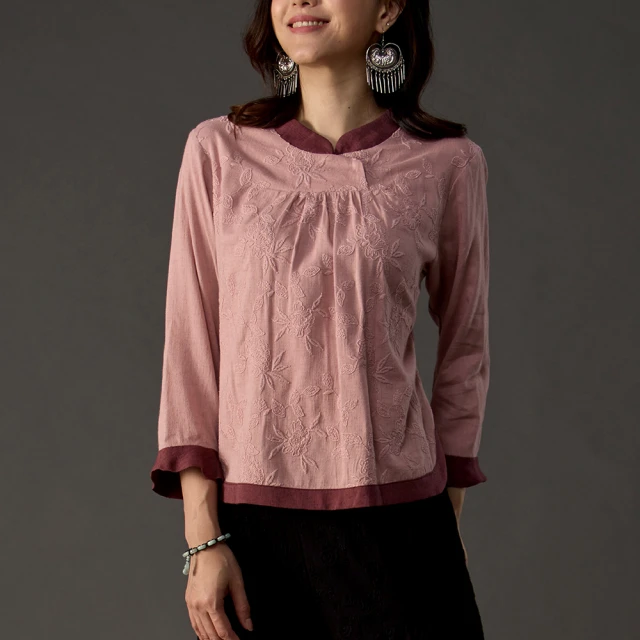 古典美 刺繡荷葉袖七分洋裝【33100】茶禪服/中國風/國服/漢服/手染服/棉麻/亞麻/天然纖維 歷史價格詳細信息
