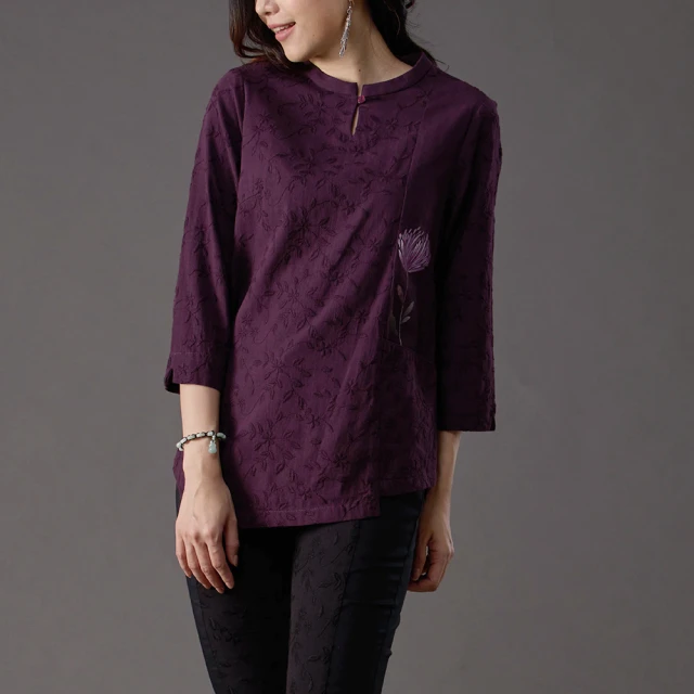 古典美 手繪刺繡斜襟上衣【23034】茶禪服/棉麻/亞麻/中國風 歷史價格詳細信息
