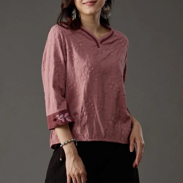 古典美刺繡花苞上衣【97013】茶禪服/棉麻/亞麻/中國風 歷史價格詳細信息