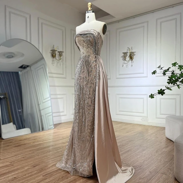 【女神婚紗禮服】輕奢優雅女伶飄紗肩帶串珠雕花A字晚禮服LA72520仙女粉(婚宴派對晚會 拉鍊款晚禮服) 歷史價格詳細信息