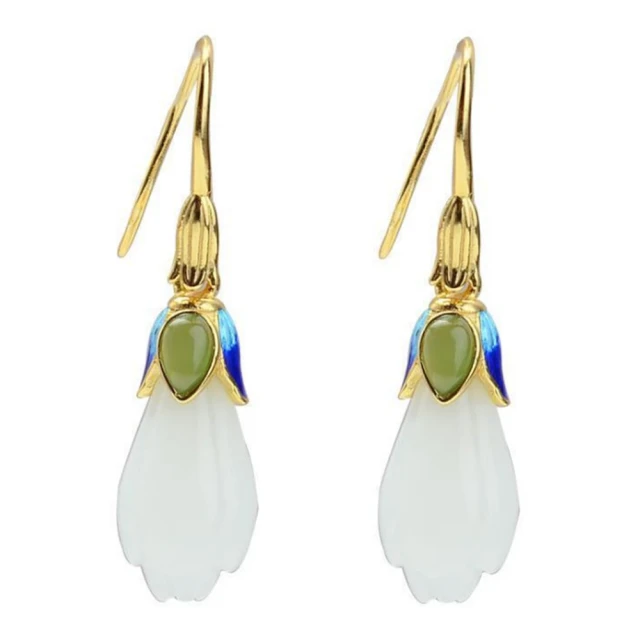 和田玉蓮花耳墜金鑲玉荷花耳環s925銀耳飾古典漢服首飾送國檢證書特艾超夯 精品 歷史價格詳細信息