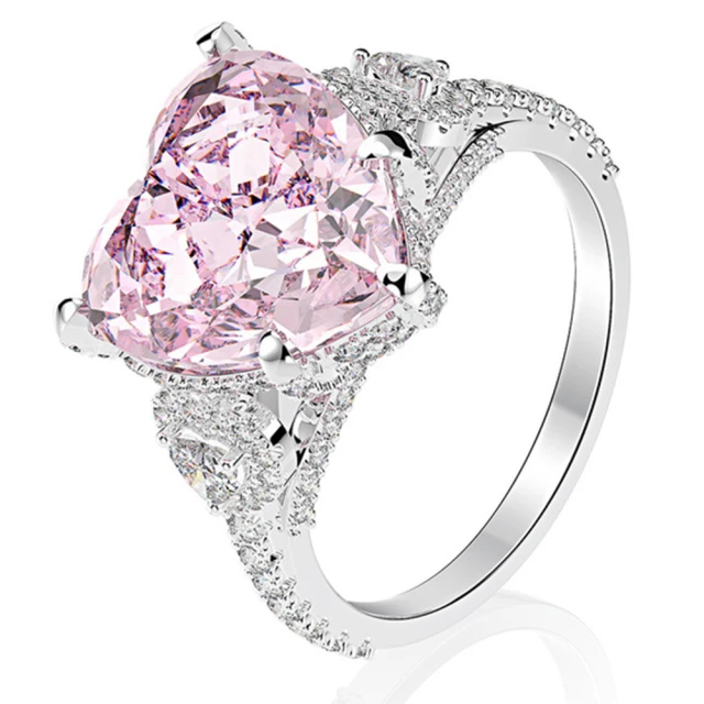 【Jpqueen】熱戀之心鑲鑽寶石淑女戒指(粉色戒圍可選) 歷史價格詳細信息