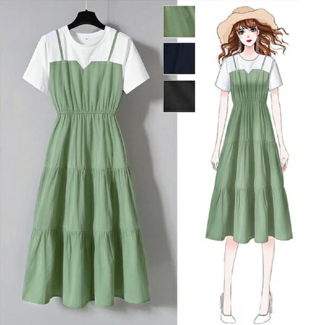 格子吊帶雪紡連衣裙女學生新款韓版夏季小清新顯瘦長款裙子【2021新款洋裝】 歷史價格詳細信息