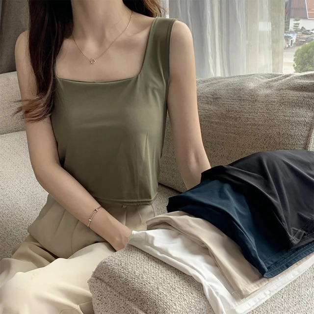 方領 寬肩帶 辣妹 帶胸墊 U領 固定杯 瑜珈內衣 素色 短版 短款 小可愛 內衣 無鋼圈 運動 休閒 內搭 韓版 顯胸 歷史價格詳細信息