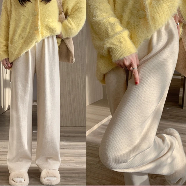 【D.studio】韓版內刷毛加厚運動寬鬆高腰寬褲(褲子長褲休閒褲女裝高腰褲直筒褲黑褲發熱褲保暖褲 P302) 歷史價格詳細信息