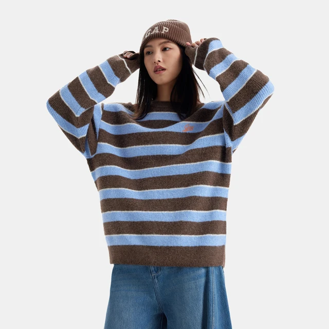 【GAP】女裝 Logo刺繡圓領長袖T恤-黑白條紋(637889) 歷史價格詳細信息