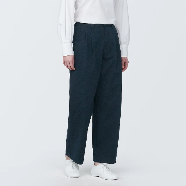 女有機棉混縱橫彈性綾織打褶寬版褲【MUJI 無印良品】 歷史價格詳細信息