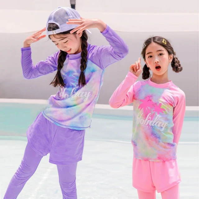 【橘魔法】彩色葉子不對稱插肩 長袖防寒衣+短泳褲+長泳褲(三件式 親子款防曬泳衣 泳裝 龜背芋圖騰) 歷史價格詳細信息