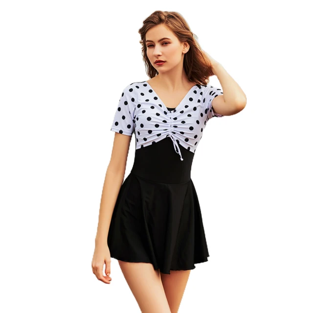 【Heatwave 熱浪】泳衣連身裙女短袖前拉鍊學生款防曬游泳衣顯瘦保守泡溫泉大碼泳裝(83230/M-3XL) 歷史價格詳細信息