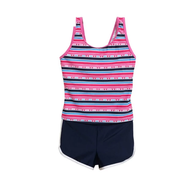 Heatwave熱浪 泳衣女運動二截式泳衣分體保守學生游泳衣遮肚顯瘦條紋游泳裝 歷史價格詳細信息