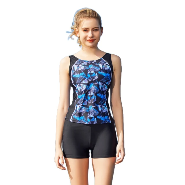 Heatwave熱浪 泳衣女運動二截式泳衣分體保守學生游泳衣遮肚顯瘦條紋游泳裝 歷史價格詳細信息