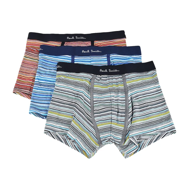 【Paul Smith】PAUL SMITH LOGO低腰棉質混紡條紋平角內褲三件裝(男款/多色) 歷史價格詳細信息