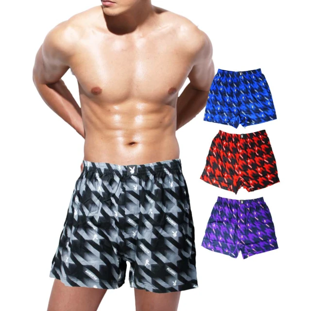 【PLAYBOY】專櫃款舒適兔頭印花開襟四角褲-單件(紅底菱方兔) 歷史價格詳細信息