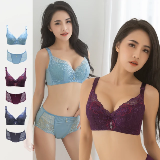 【尚芭蒂】3套組 軟鋼圈內衣C/中國風刺繡牡丹深V集中包覆機能蕾絲成套內衣組/性感/調整型 歷史價格詳細信息