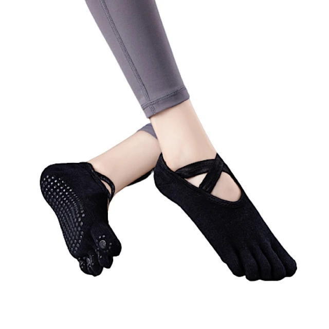 交叉繫帶瑜伽襪子防滑專業女五指襪純棉止滑襪普拉提健身訓練襪 歷史價格詳細信息