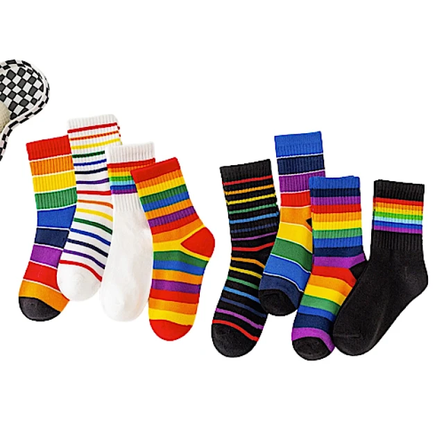 【89 zone】日系全棉字母條紋 女襪 運動襪 長筒襪 過膝襪  1 雙(黑/白/灰) 歷史價格詳細信息