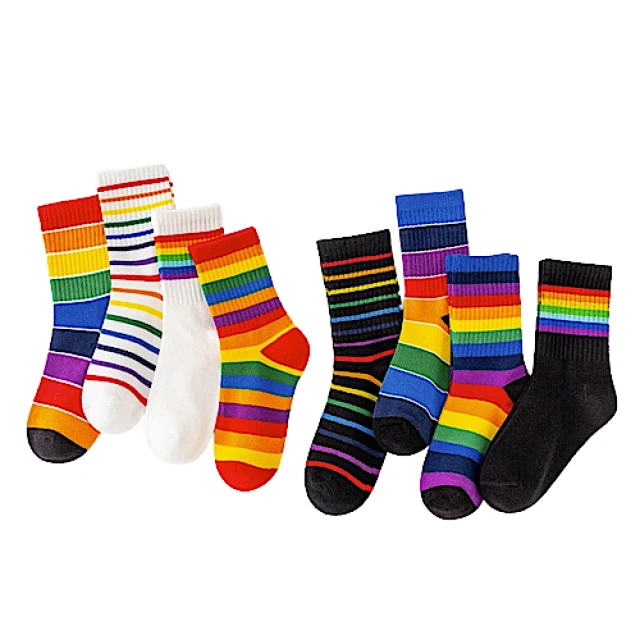 【89 zone】日系全棉字母條紋 女襪 運動襪 長筒襪 過膝襪  1 雙(黑/白/灰) 歷史價格詳細信息