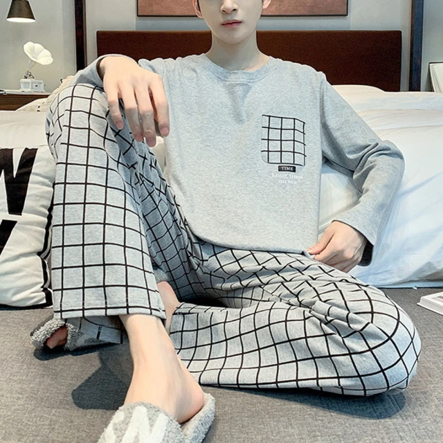 可外穿睡衣 舒適親膚 夏季居傢服 短袖睡衣男 [D718]100%純棉睡衣男夏季短袖長褲夏天加大碼全棉可外穿傢居服兩件套 歷史價格詳細信息