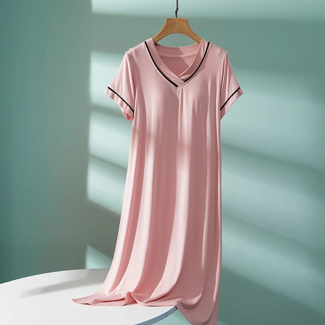 【Dylce 黛歐絲】★-帶胸墊睡裙薄款短袖睡衣可外穿中長款家居服(女睡衣/親膚舒適/寬鬆休閒/1212/雙12) 歷史價格詳細信息