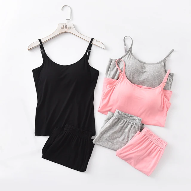 【Osun】莫代爾中大尺吋bra-t條紋帶胸墊短袖短褲睡衣套裝寬鬆居家休閒服(顏色任選/CE407) 歷史價格詳細信息