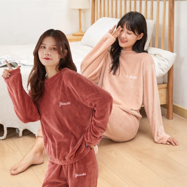 珊瑚絨長袖睡依女秋冬法蘭絨Tao裝加厚加絨韓版Tao頭可愛家居fu 歷史價格詳細信息
