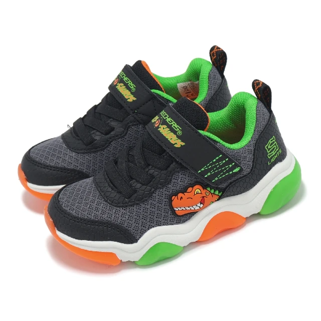 【SKECHERS】燈鞋 S Lights Mighty Glow 2-Dino Bolt 小童 黑 綠橘 暴龍 小朋友(403501-NBKOR) 價格比較,價格查詢,歷史價格詳細信息