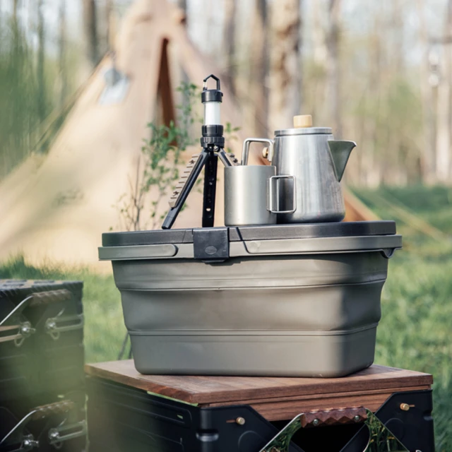 野餐 折疊 雙把手提籃(附蓋)-奶茶/深灰/黑【佳瑪】野餐籃 露營 釣魚 防水 折疊提籃 床上折疊桌 懶人桌 手提籃 歷史價格詳細信息