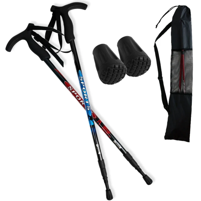 Yenzch 健走/行走杖/專業三節 6011鋁合金/T柄(二色可選 2入) RM-10622 《贈送背袋+腳墊》 歷史價格詳細信息