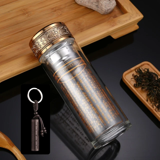 【菩提行者】福慧大悲咒頂級水晶玻璃杯/雙層隔熱茶水分離泡茶杯300ml祈福解厄開運 歷史價格詳細信息