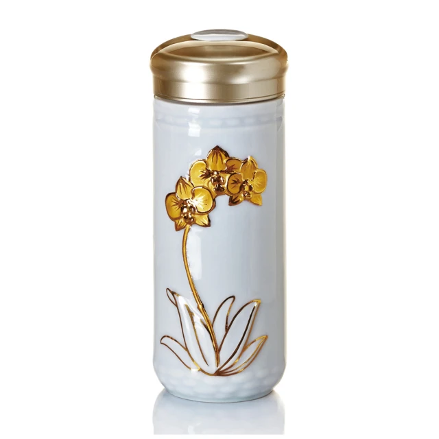 【乾唐軒】蝴蝶蘭花雙層陶瓷隨身杯 350ml(2色) 歷史價格詳細信息