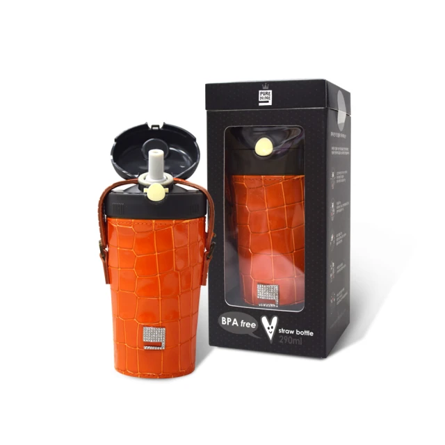 【韓國PURENINE】Kids兒童頂級時尚彈蓋隨身多功能保溫杯-290ML附皮杯套+背帶(墨綠色皮套+黑蓋瓶組)(保溫瓶) 歷史價格詳細信息