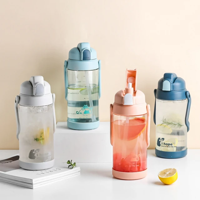 ANTIAN 彈蓋吸管運動水壺 2000ml大容量防摔水杯 戶外便攜運動水瓶 2入組 歷史價格詳細信息