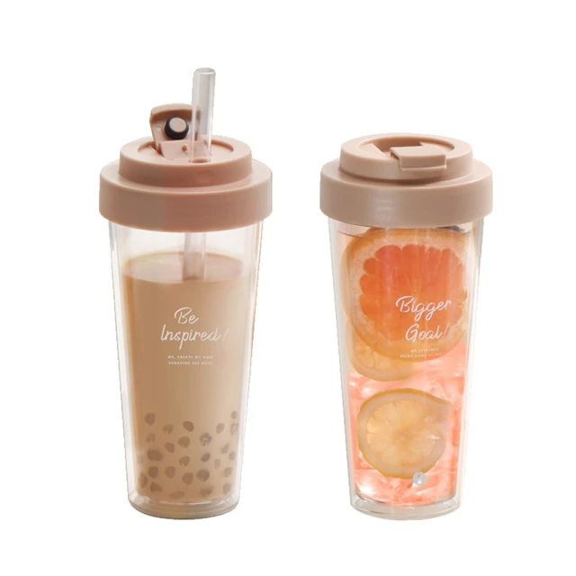 Tritan 700ml透明雙層隨行杯獨處系列  慢活/靈感（附26cmTritan粗、細吸管） 歷史價格詳細信息