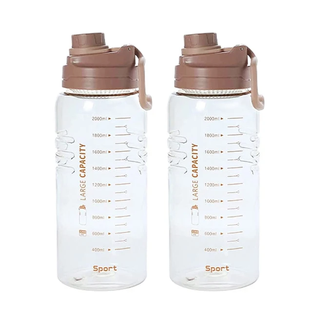 【日本FOREVER】大容量健身運動水壺/喝水提示/彈蓋吸管2000ML-2入 歷史價格詳細信息