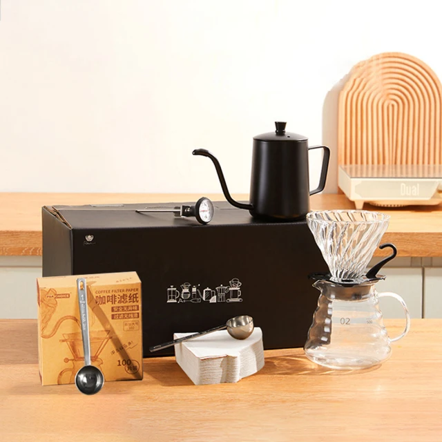 【pakchoice】經典版7件組手沖咖啡套組禮盒 生日禮物(手沖壺+濾杯+咖啡壺+濾紙+量勺+溫度計+磨豆器) 歷史價格詳細信息